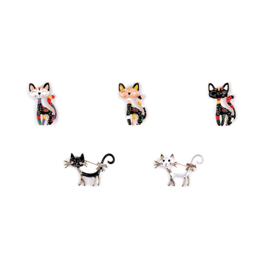Brooch - cat - Multicolor (5 Pieces) Brooch - cat - Multicolor (5 Pieces)