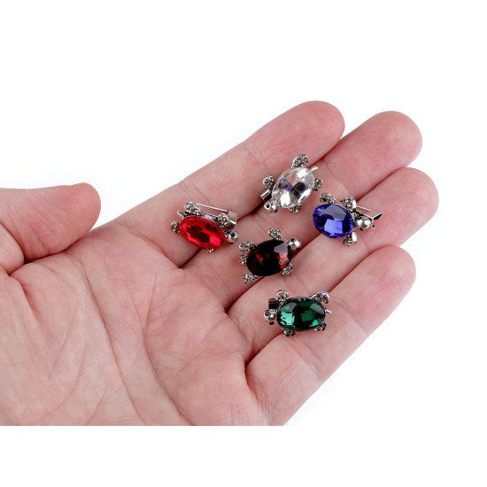 Brooch with rhinestones, turtle, mini - Random mix (12 Pieces) Brooch with rhinestones, turtle, mini - Random mix (12 Pieces)