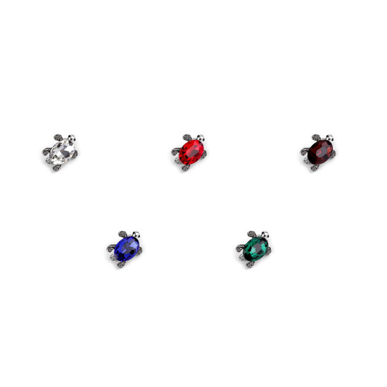 Brooch with rhinestones, turtle, mini - Random mix (12 Pieces) Brooch with rhinestones, turtle, mini - Random mix (12 Pieces)