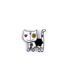 Broszka metalowa kotek - White (1 Sztuka)