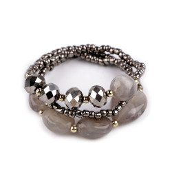 Armband elastisch, set 3 stk. - Grau hematit (1 Set)