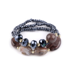 Armband elastisch, set 3 stk. - Blau-grau dunkel (1 Set)