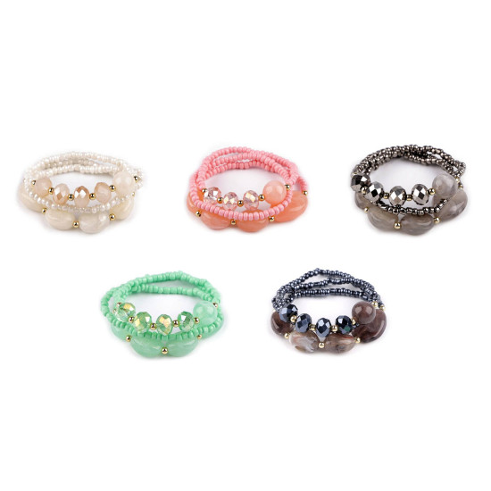 Armband elastisch, set 3 stk. - Hellrosa (12 Sets) Armband elastisch, set 3 stk. - Hellrosa (12 Sets)