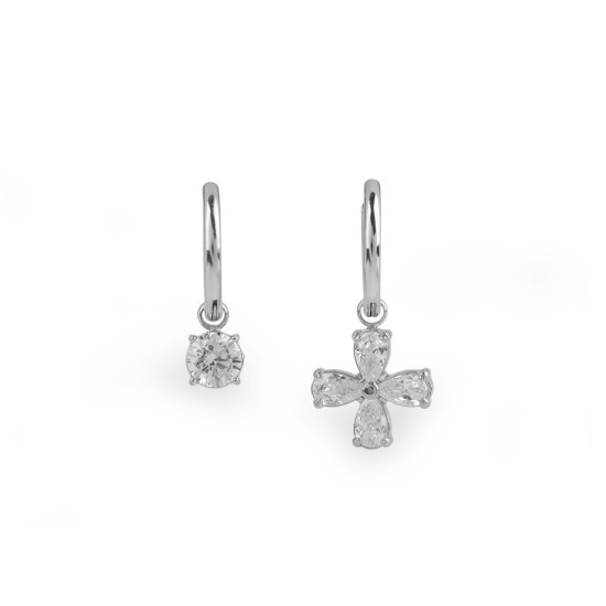 Cercei cercuri din oțel inoxidabil cu strasuri - Cristal (2 Perechi) Cercei cercuri din oțel inoxidabil cu strasuri - Cristal (2 Perechi)
