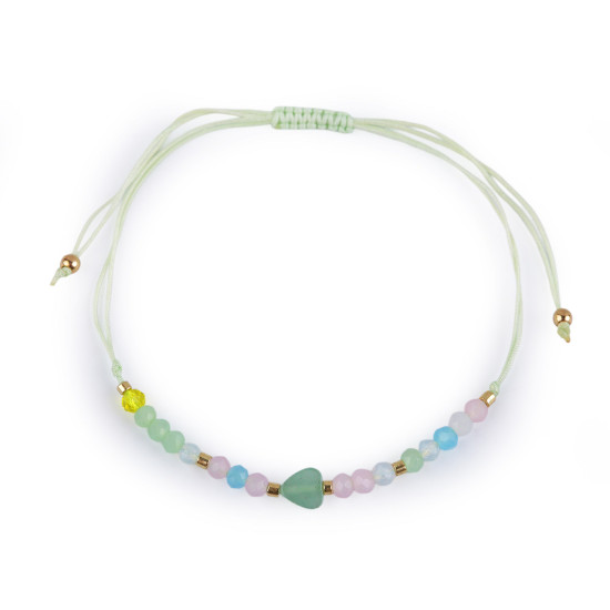 Brățară shamballa cu inimă și strasuri efect ab - Alb (1 Bucată)