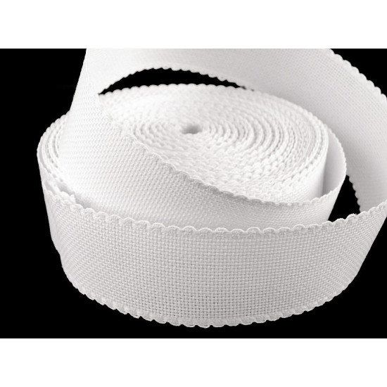 Canvas / needlepoint embroidery belt width 50 mm scalloped edge - Natural (1 Meter) Canvas / needlepoint embroidery belt width 50 mm scalloped edge - Natural (1 Meter)
