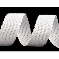 Kanwa w taśmie szerokość 30mm ząbkowana - White (1 Metr)