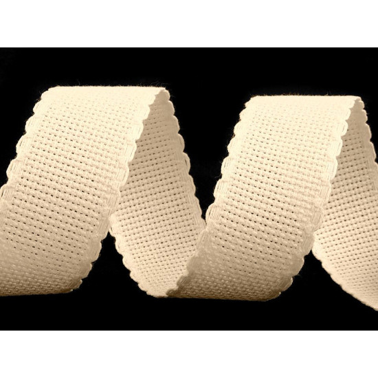 Kanwa w taśmie szerokość 30mm ząbkowana - White (1 Metr) Kanwa w taśmie szerokość 30mm ząbkowana - White (1 Metr)