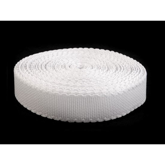 Kanwa w taśmie szerokość 30mm ząbkowana - White (1 Metr) Kanwa w taśmie szerokość 30mm ząbkowana - White (1 Metr)
