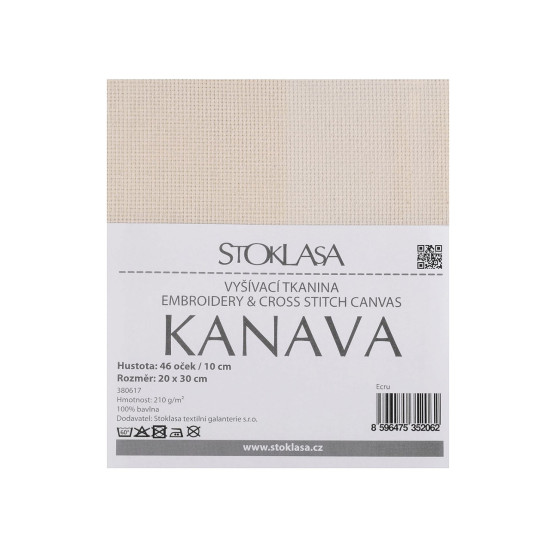 Cross stitch / embroidery canvas "kanava" 20x30 cm 46 eyelets /10 cm - Ecru (1 Piece) Cross stitch / embroidery canvas "kanava" 20x30 cm 46 eyelets /10 cm - Ecru (1 Piece)