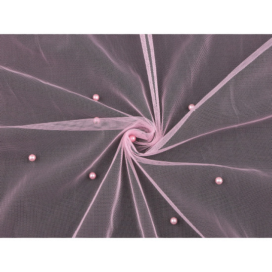 Fine tulle with pearl beads - Blue light (1 Meter)