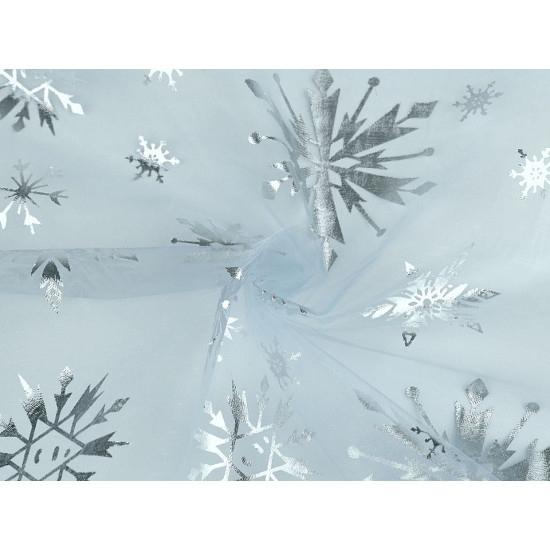 Organza śnieżynki - Transparent (10 Metry)