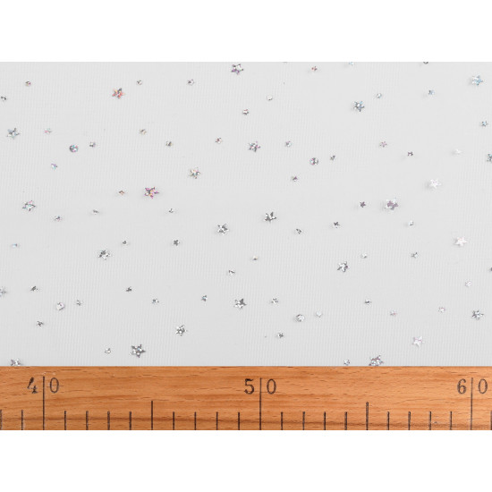 Decorative tulle with stars - White (1 Meter)