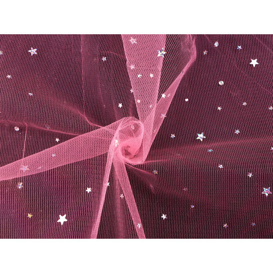 Decorative tulle with stars - White (1 Meter)