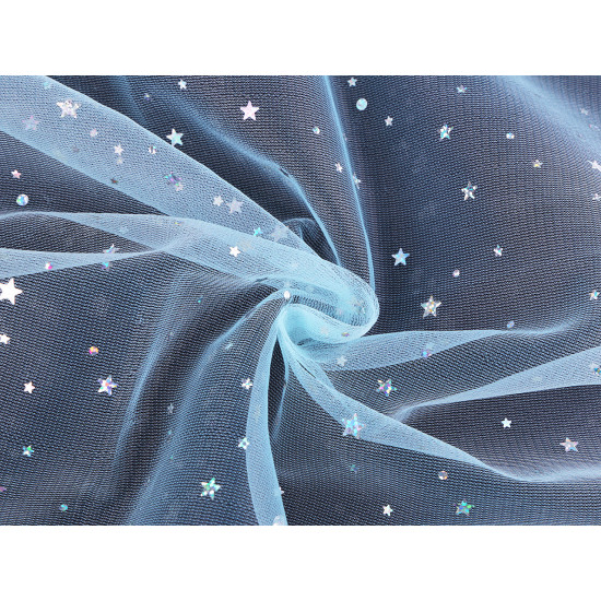 Decorative tulle with stars - White (1 Meter)