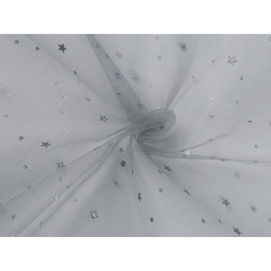 Decorative tulle with stars - White (1 Meter)
