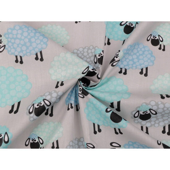 Cotton fabric / canvas sheep - Blue turquise (1 Meter)