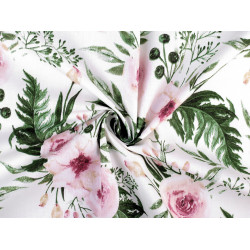 Cotton fabric / canvas - rose - White (1 Meter)