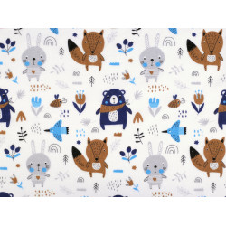 Baumwolle flanell tiere - Dunkelblau (1 Meter)