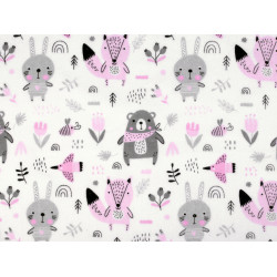 Baumwolle flanell tiere - Hellrosa (1 Meter)