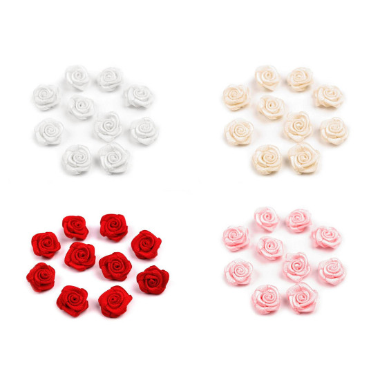 Satin rose ø10 mm - Red (200 Pieces) Satin rose ø10 mm - Red (200 Pieces)