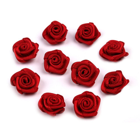 Satin rose ø10 mm - Red (200 Pieces) Satin rose ø10 mm - Red (200 Pieces)
