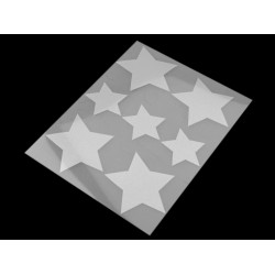 Reflective iron-on patches 9x12 cm - star, flower, heart, smiley, car, dog, hedgehog, penguin, hand - Pearl grey (1 Bag)