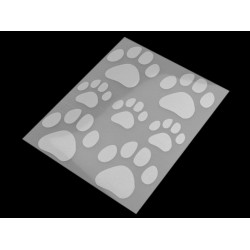 Reflective iron-on patches 9x12 cm - star, flower, heart, smiley, car, dog, hedgehog, penguin, hand - Pearl grey (1 Bag)
