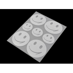 Reflective iron-on patches 9x12 cm - star, flower, heart, smiley, car, dog, hedgehog, penguin, hand - Pearl grey (1 Bag)