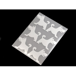 Reflective iron-on patches 9x12 cm - star, flower, heart, smiley, car, dog, hedgehog, penguin, hand - Pearl grey (1 Bag)