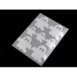 Reflective iron-on patches 9x12 cm - star, flower, heart, smiley, car, dog, hedgehog, penguin, hand - Pearl grey (1 Bag)