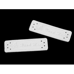 Etykietka / ozdoba / metka z eko-skóry hand made 15x50 mm - White (200 Sztuki)