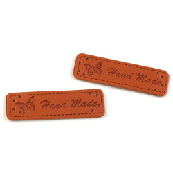 Etykietka / ozdoba / metka z eko-skóry hand made 15x50 mm - Brązowy (200 Sztuki)