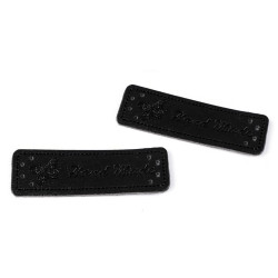 Etykietka / ozdoba / metka z eko-skóry hand made 15x50 mm - Czarny (200 Sztuki)