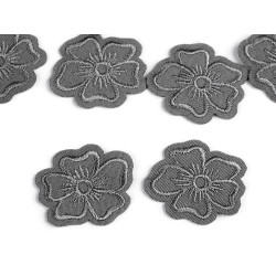 Aufbügler gestickte blume - Grau (10 Stücke)