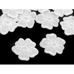 Aufbügler gestickte blume - Weiß (10 Stücke)