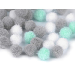Zsenilia golyó vegyes színek ø8 és 10 mm pompom bojt - Menta (1 Tasak)