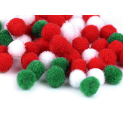 Zsenilia golyó vegyes színek ø8 és 10 mm pompom bojt - Mix karácsony (1 Tasak)