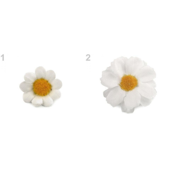 Bouton de marguerite artificielle, ø 3, ø 4 cm - Blanc (10 Pièces)