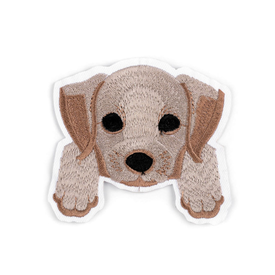 Embroidered iron-on patch dog - Brown (10 Pieces)