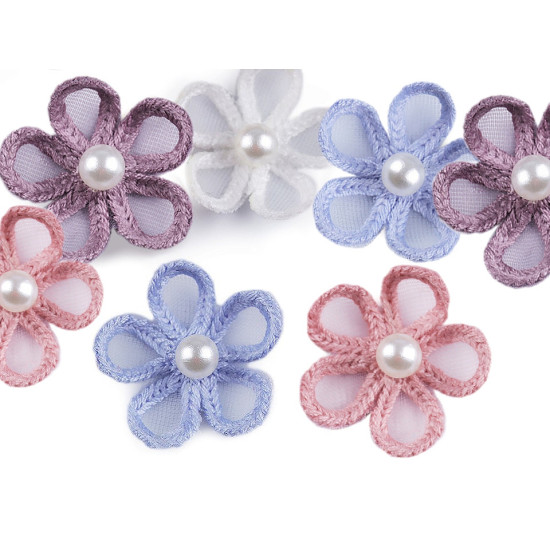 Kwiatek monofilowy z perełką ø2,5 cm - Niebieskiwrzos (10 Sztuki) Kwiatek monofilowy z perełką ø2,5 cm - Niebieskiwrzos (10 Sztuki)