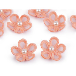 Kwiatek monofilowy z perełką ø2,5 cm - Łososiowy ciem (10 Sztuki)