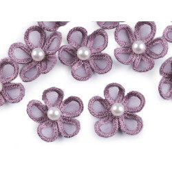 Kwiatek monofilowy z perełką ø2,5 cm - Lila (10 Sztuki)