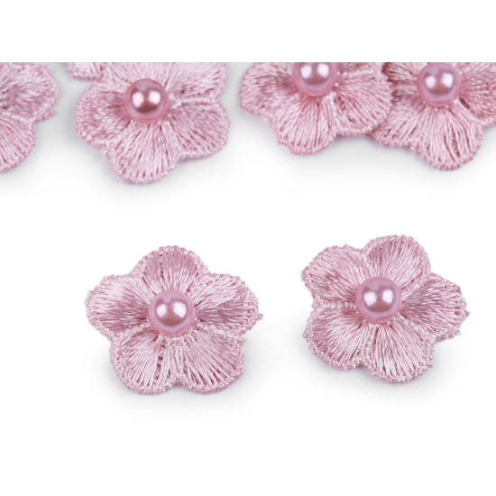 Embroidery flower with pearl bead ø2 cm - Cream lightest (10 Pieces) Embroidery flower with pearl bead ø2 cm - Cream lightest (10 Pieces)