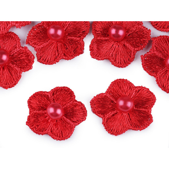 Embroidery flower with pearl bead ø2 cm - Cream lightest (10 Pieces) Embroidery flower with pearl bead ø2 cm - Cream lightest (10 Pieces)