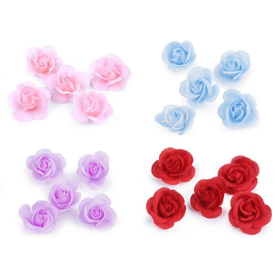 Artificial rose flower head ø2.8 cm - Blue light (30 Pieces)