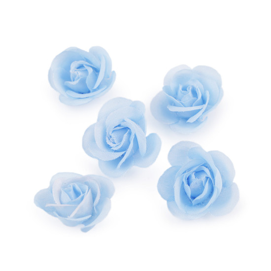 Artificial rose flower head ø2.8 cm - Blue light (30 Pieces)