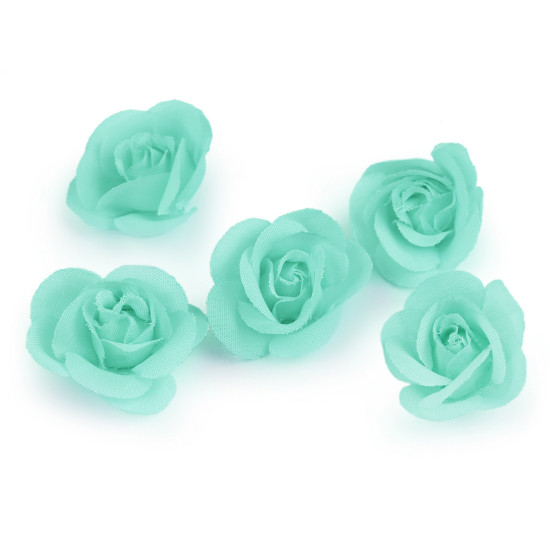 Artificial rose flower head ø2.8 cm - Blue light (30 Pieces)