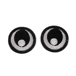 Iron-on patch / iron-on eyes ø38 mm - Black (10 Pieces)