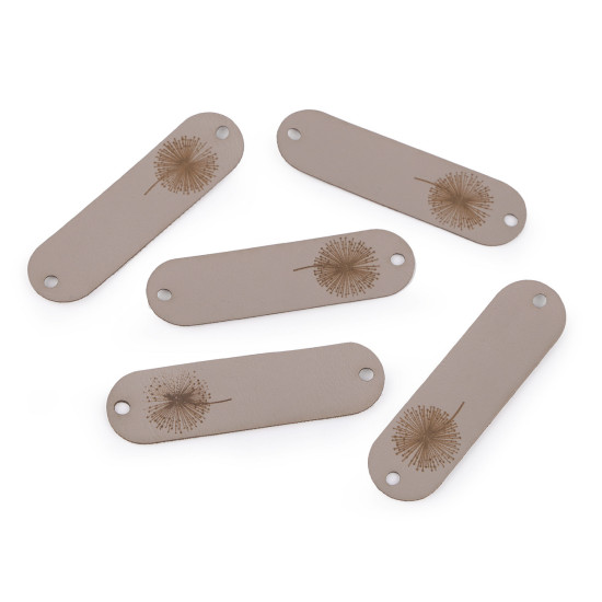 Écusson/étiquette en éco-cuir - pissenlit - Taupe (40 Pièces) Écusson/étiquette en éco-cuir - pissenlit - Taupe (40 Pièces)